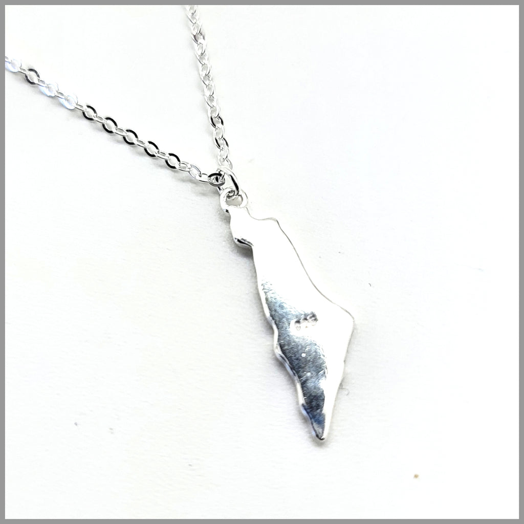 Israel Map Pendant Necklace in Silver - Leila Jewels