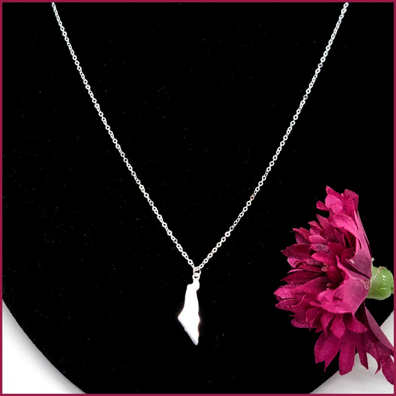 Israel Map Pendant Necklace in Silver - Leila Jewels