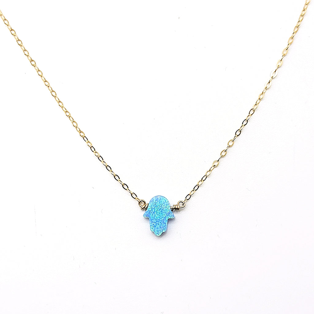 Opal Hamsa Pendant Necklace - Leila Jewels