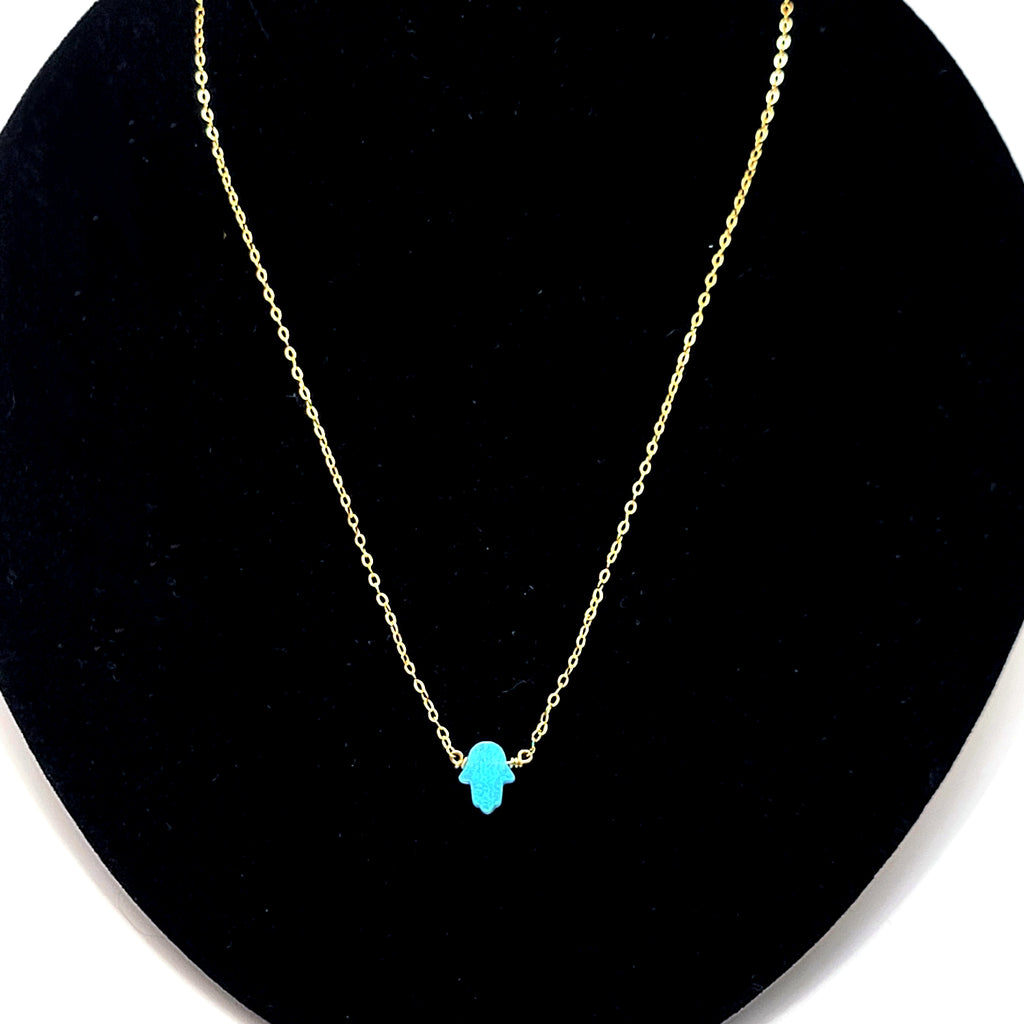 Opal Hamsa Pendant Necklace - Leila Jewels