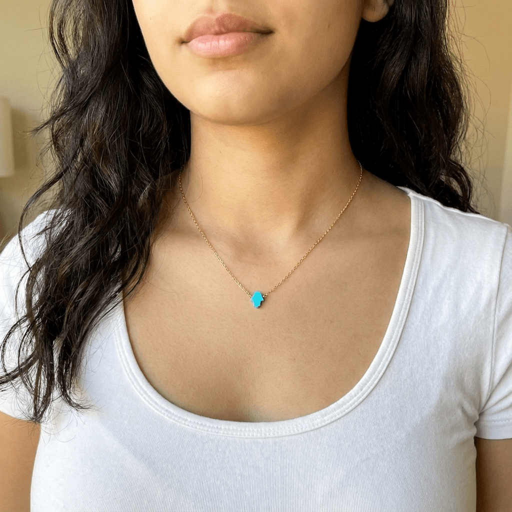Opal Hamsa Pendant Necklace - Leila Jewels