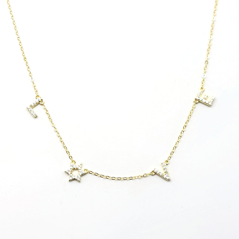 "Love" Star Pavé Necklace - Leila Jewels