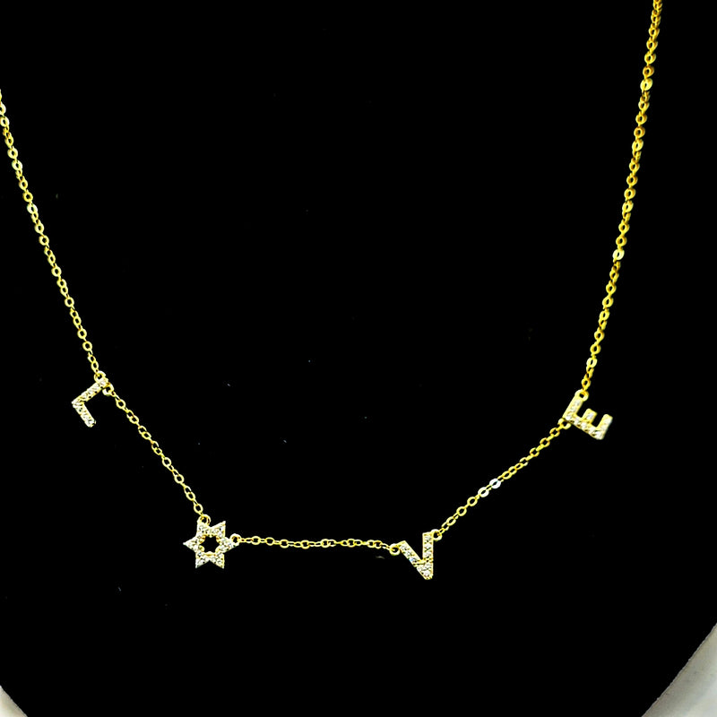 "Love" Star Pavé Necklace - Leila Jewels