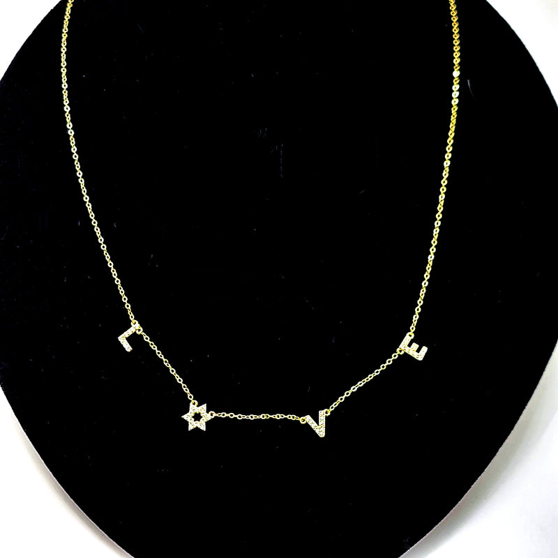 "Love" Star Pavé Necklace - Leila Jewels