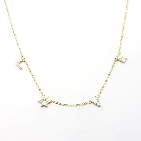 "Love" Star Pavé Necklace - Leila Jewels