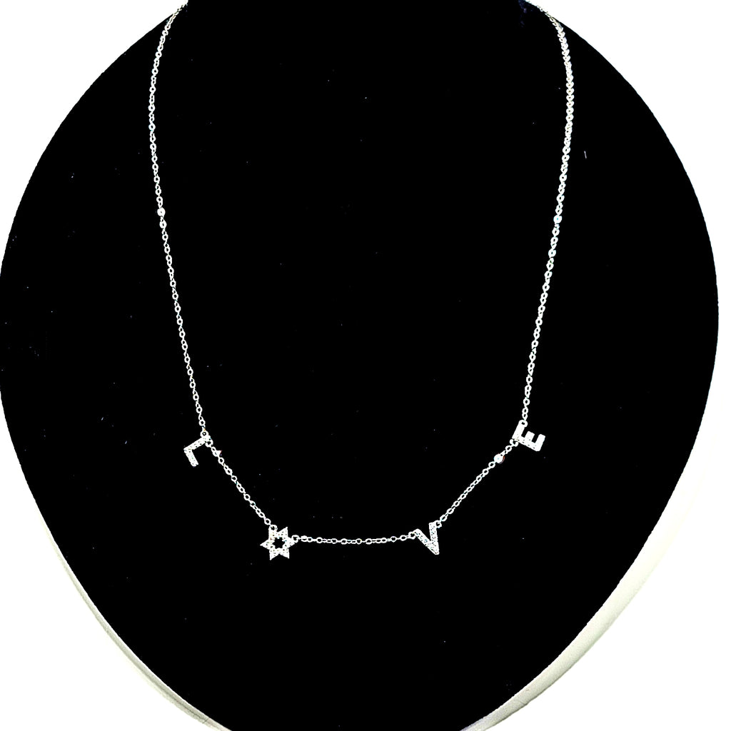 "Love" Star Pavé Necklace - Leila Jewels