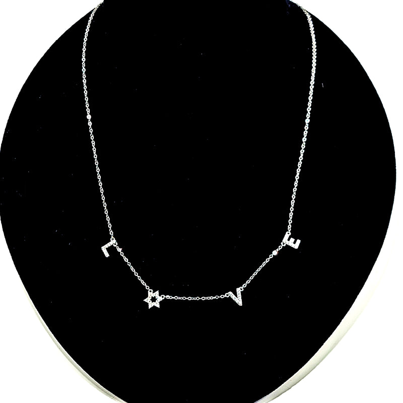 "Love" Star Pavé Necklace - Leila Jewels