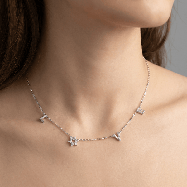 "Love" Star Pavé Necklace - Leila Jewels