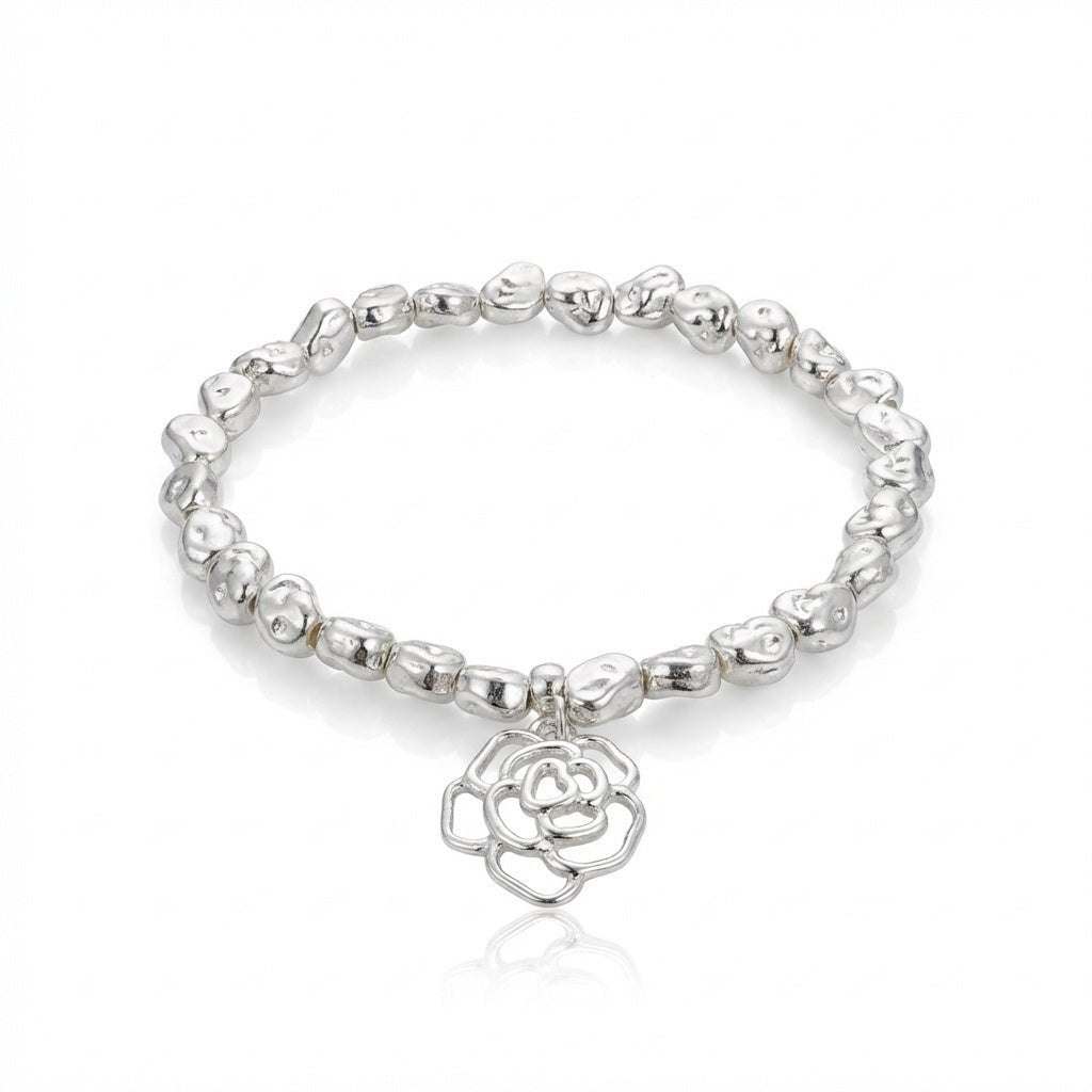 Silver Nugget Charm Bracelet - Leila Jewels