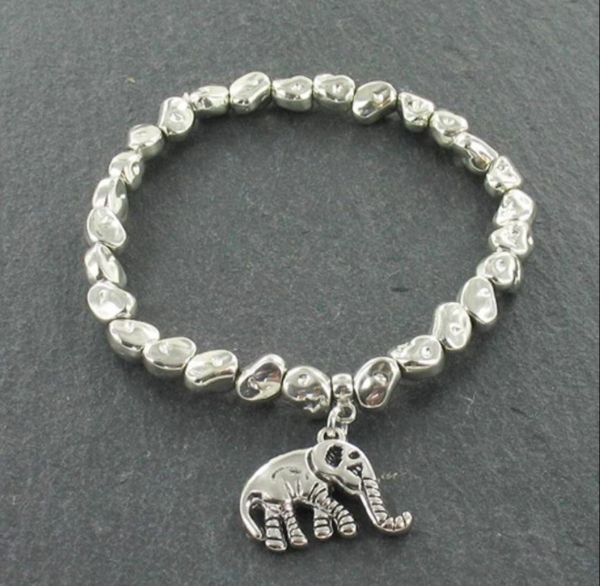 Silver Nugget Charm Bracelet - Leila Jewels