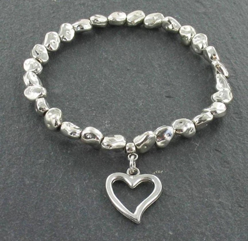 Silver Nugget Charm Bracelet - Leila Jewels