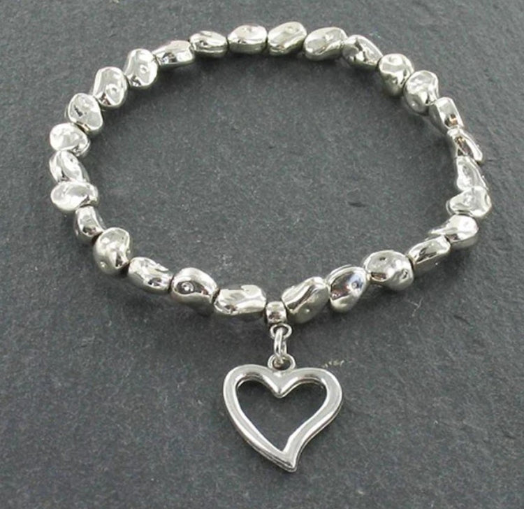 Silver Nugget Charm Bracelet - Leila Jewels