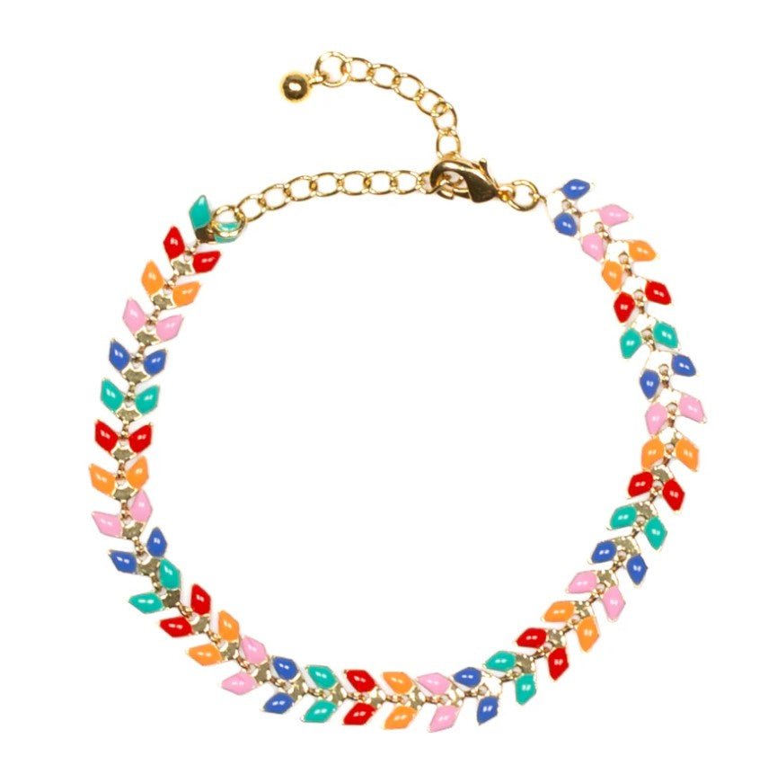 Enamel Leaf Bracelet - Leila Jewels