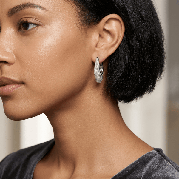 Crystal Pavé Teardrop Hoop Earrings - Leila Jewels