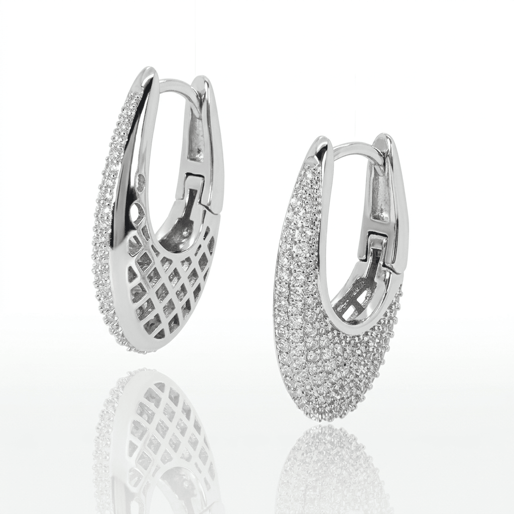 Crystal Pavé Teardrop Hoop Earrings - Leila Jewels