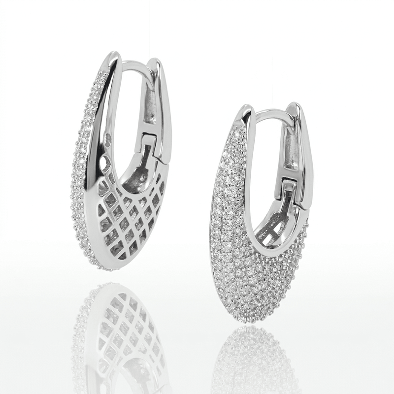 Crystal Pavé Teardrop Hoop Earrings - Leila Jewels