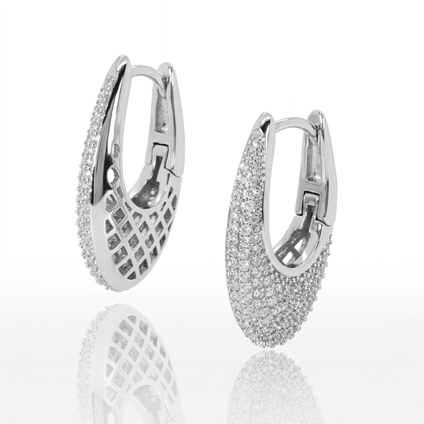 Crystal Pavé Teardrop Hoop Earrings - Leila Jewels