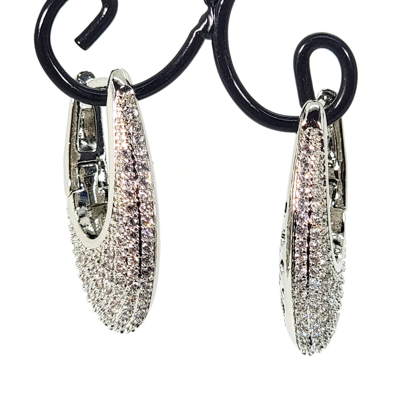 Crystal Pavé Teardrop Hoop Earrings - Leila Jewels