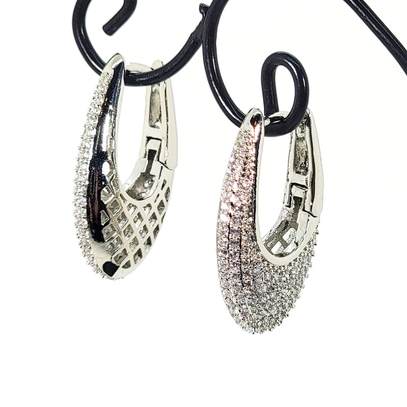 Crystal Pavé Teardrop Hoop Earrings - Leila Jewels