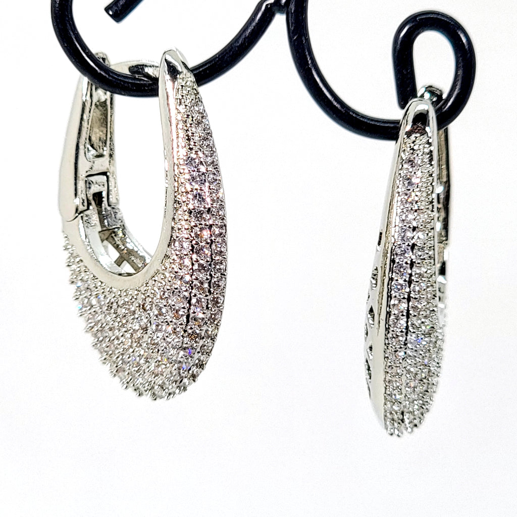 Crystal Pavé Teardrop Hoop Earrings - Leila Jewels