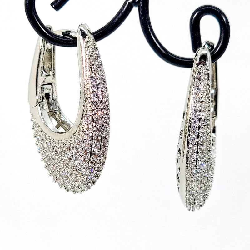 Crystal Pavé Teardrop Hoop Earrings - Leila Jewels