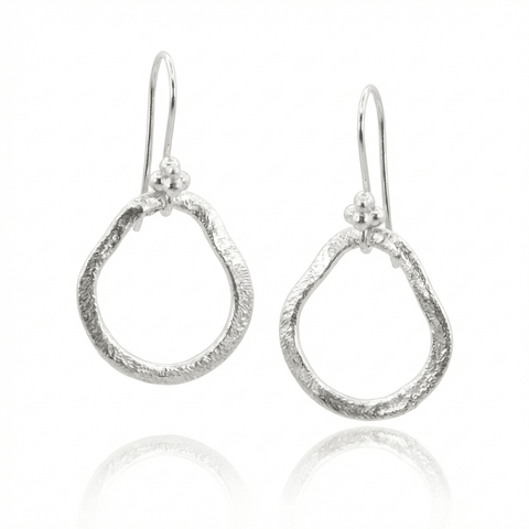 Brushed Sterling Silver Irregular Drop Earrings - Leila Jewels