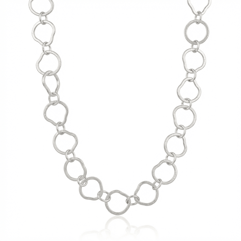 Brushed Sterling Silver Irregular Link Necklace - Leila Jewels