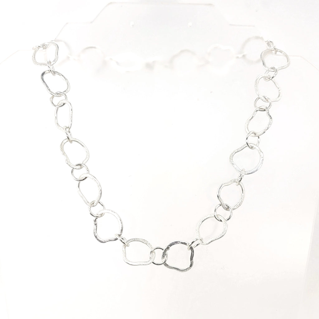 Brushed Sterling Silver Irregular Link Necklace - Leila Jewels