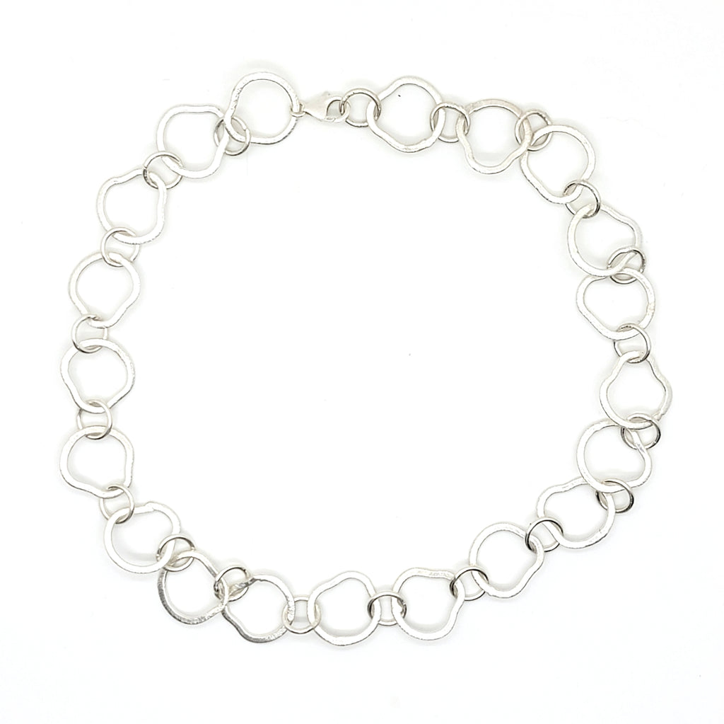 Brushed Sterling Silver Irregular Link Necklace - Leila Jewels