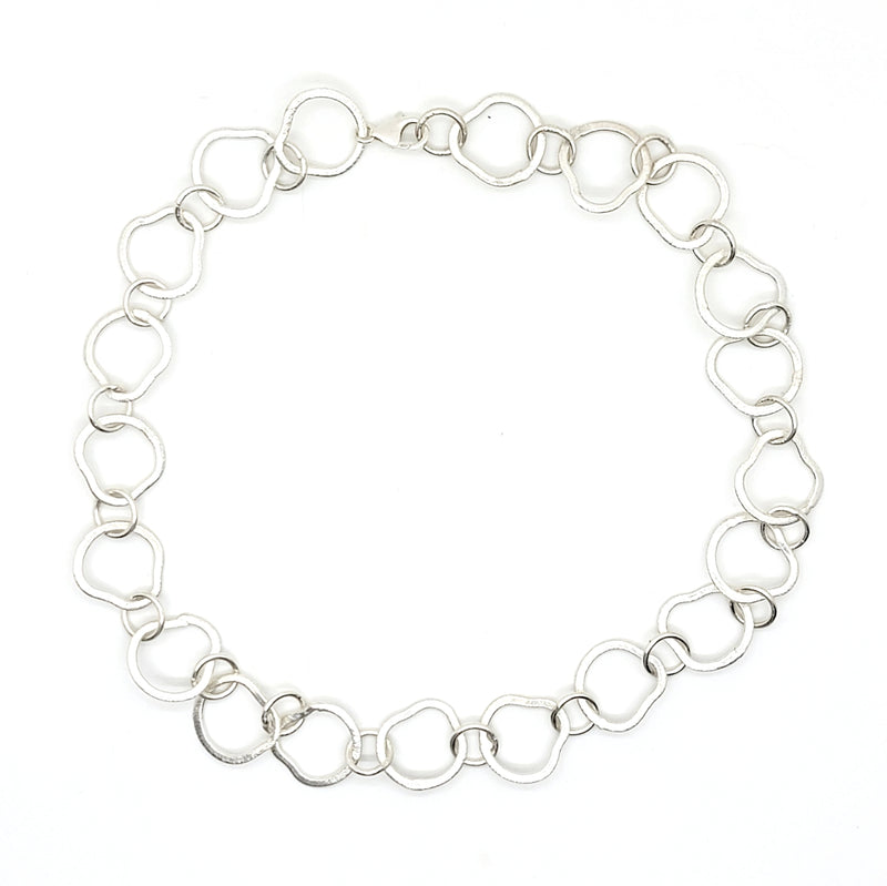 Brushed Sterling Silver Irregular Link Necklace - Leila Jewels