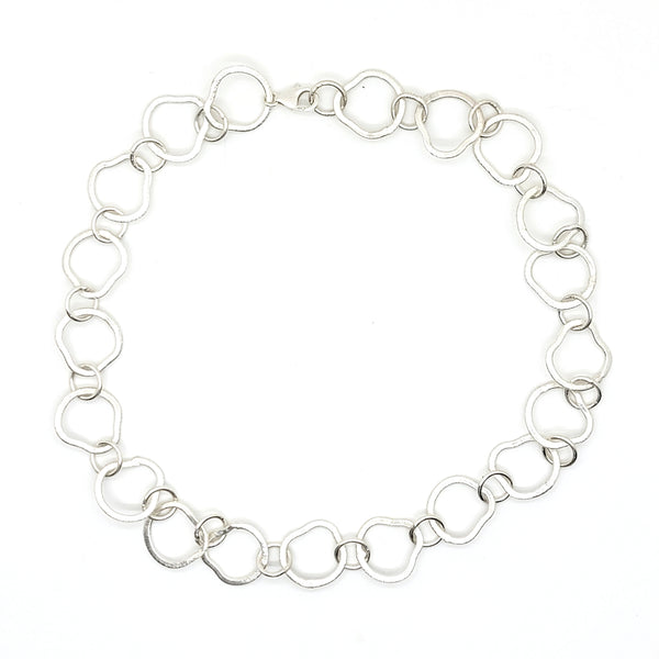 Brushed Sterling Silver Irregular Link Necklace - Leila Jewels