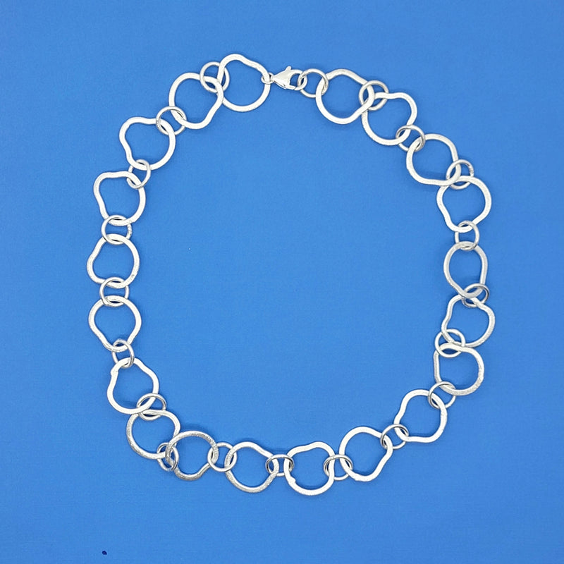 Brushed Sterling Silver Irregular Link Necklace - Leila Jewels