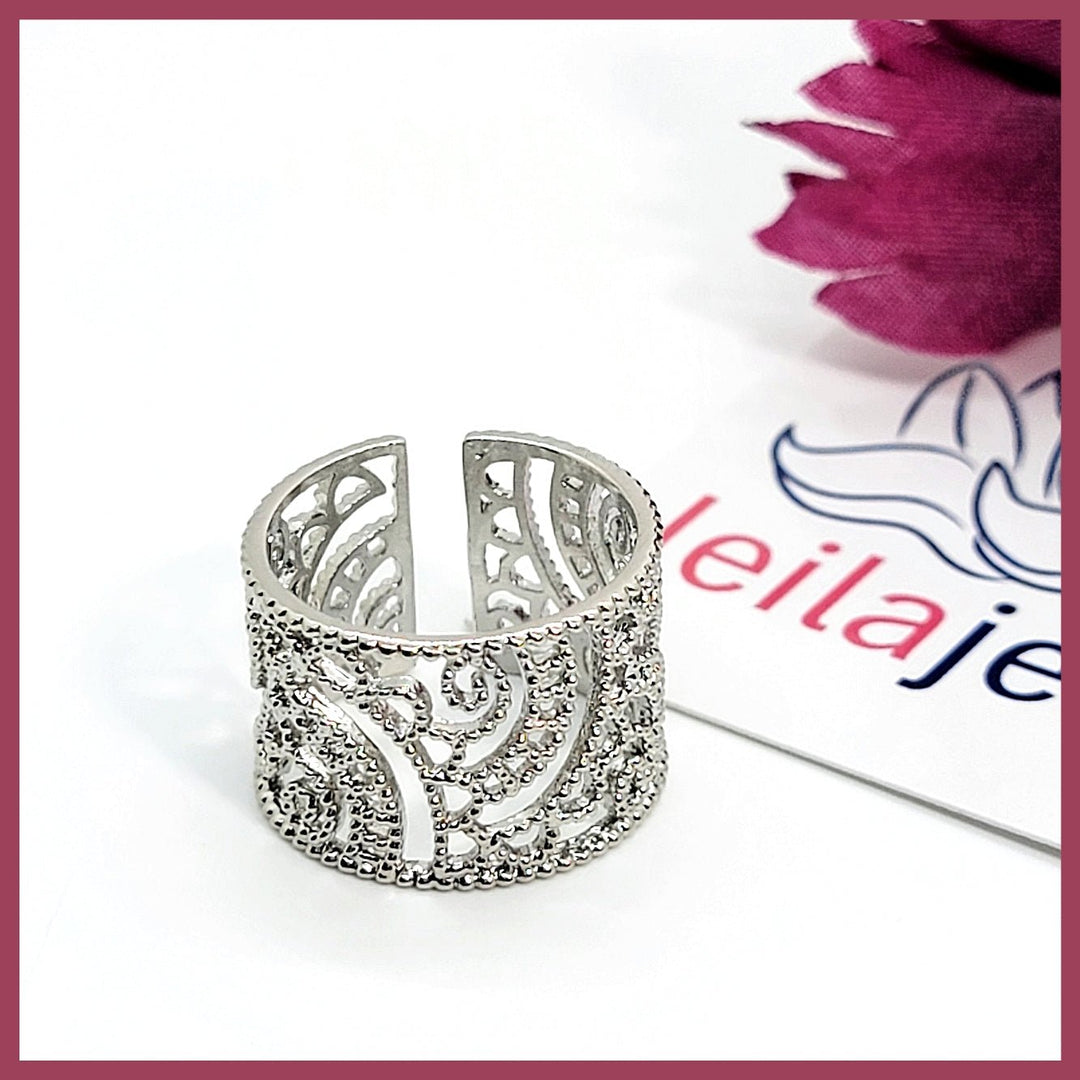 Silver Filigree Adjustable Ring - Leila Jewels