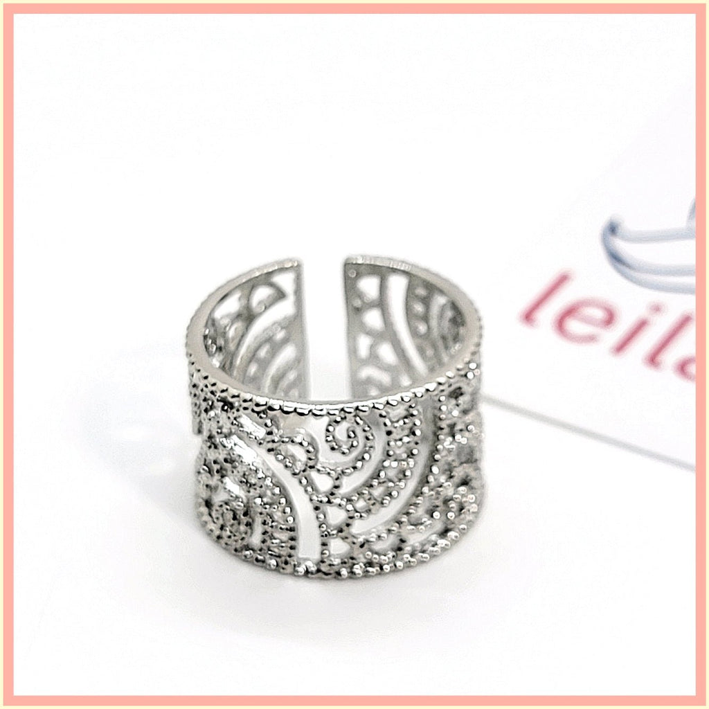 Silver Filigree Adjustable Ring - Leila Jewels