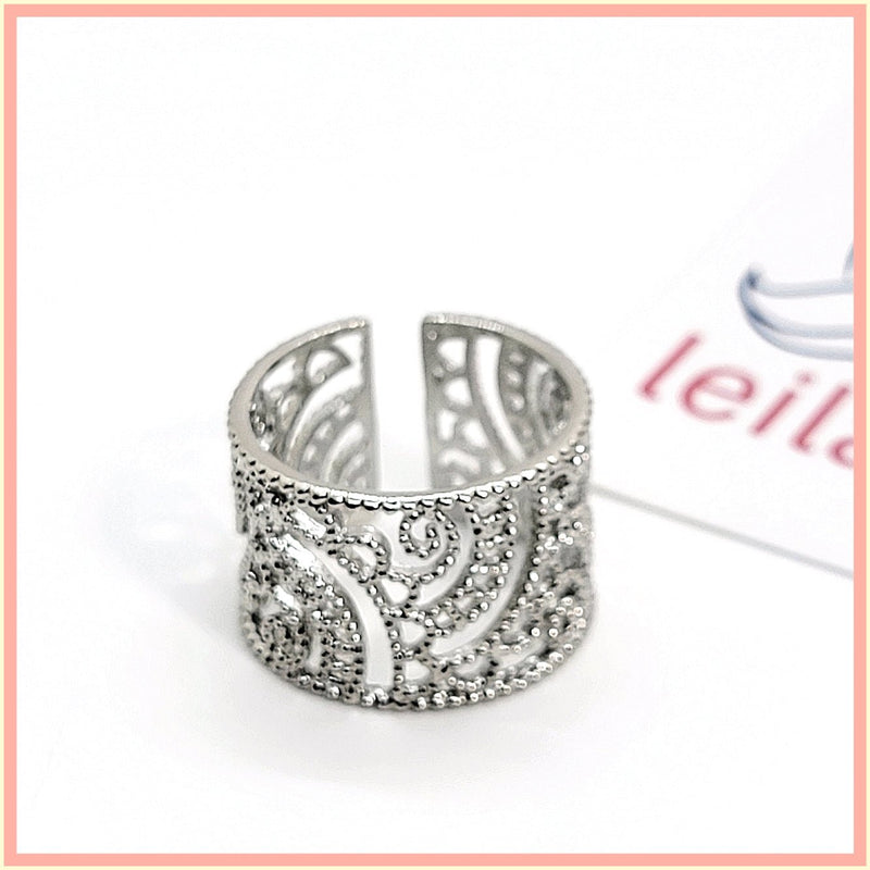 Silver Filigree Adjustable Ring - Leila Jewels