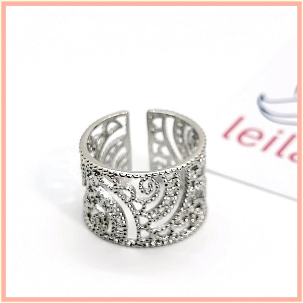 Silver Filigree Adjustable Ring - Leila Jewels