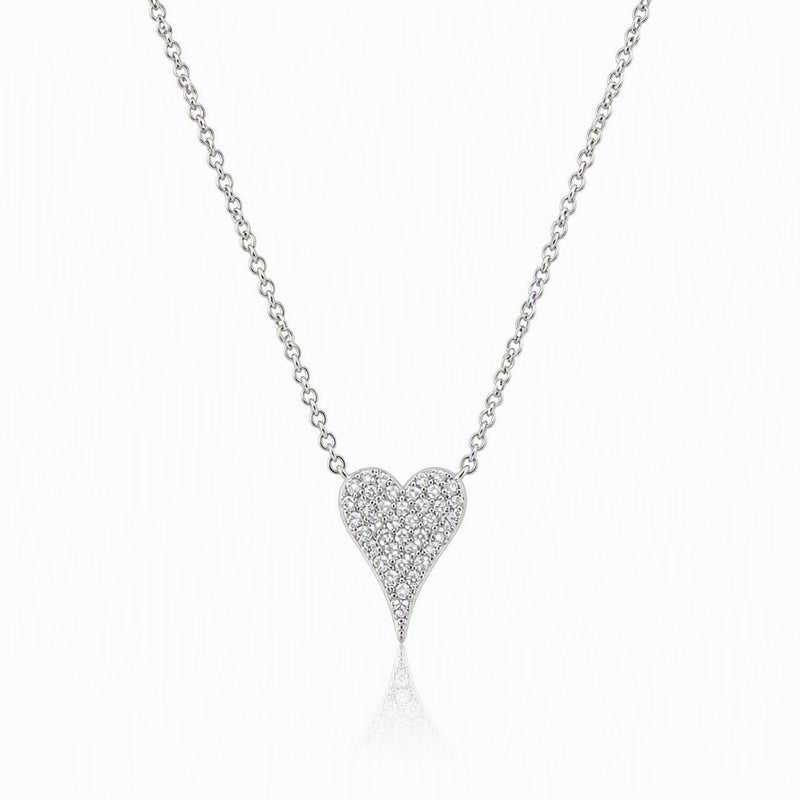 Sterling Silver CZ Pavé Heart Necklace