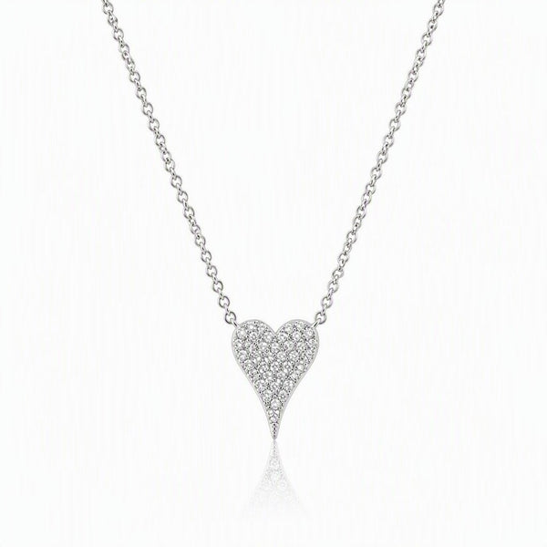 Sterling Silver CZ Pavé Heart Necklace - Leila Jewels