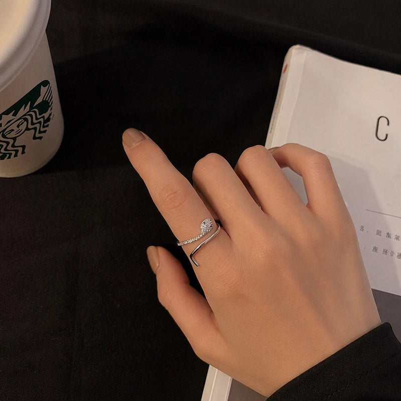 Serpent Wrap Ring - 925 Sterling Silver, White & Green CZ