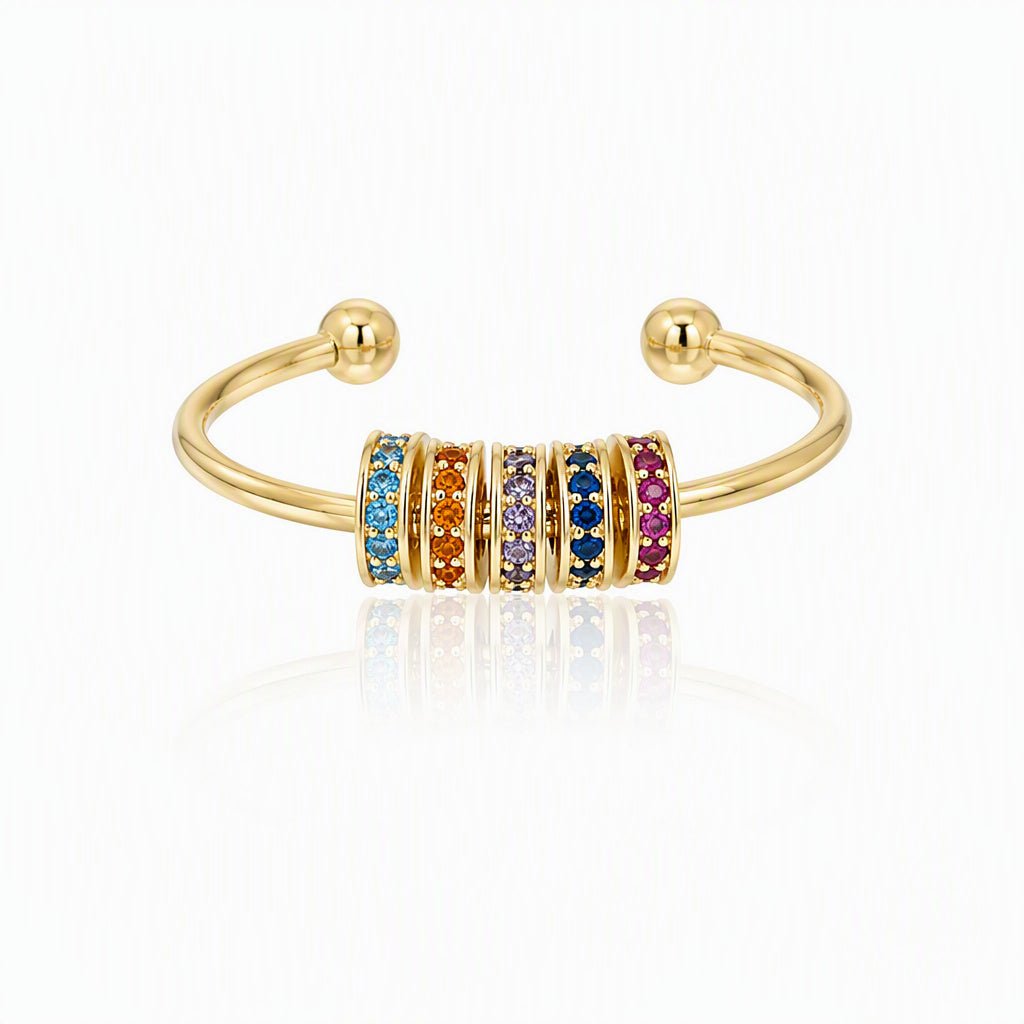 Rainbow Crystal Sterling Silver Spinner Ring - Leila Jewels