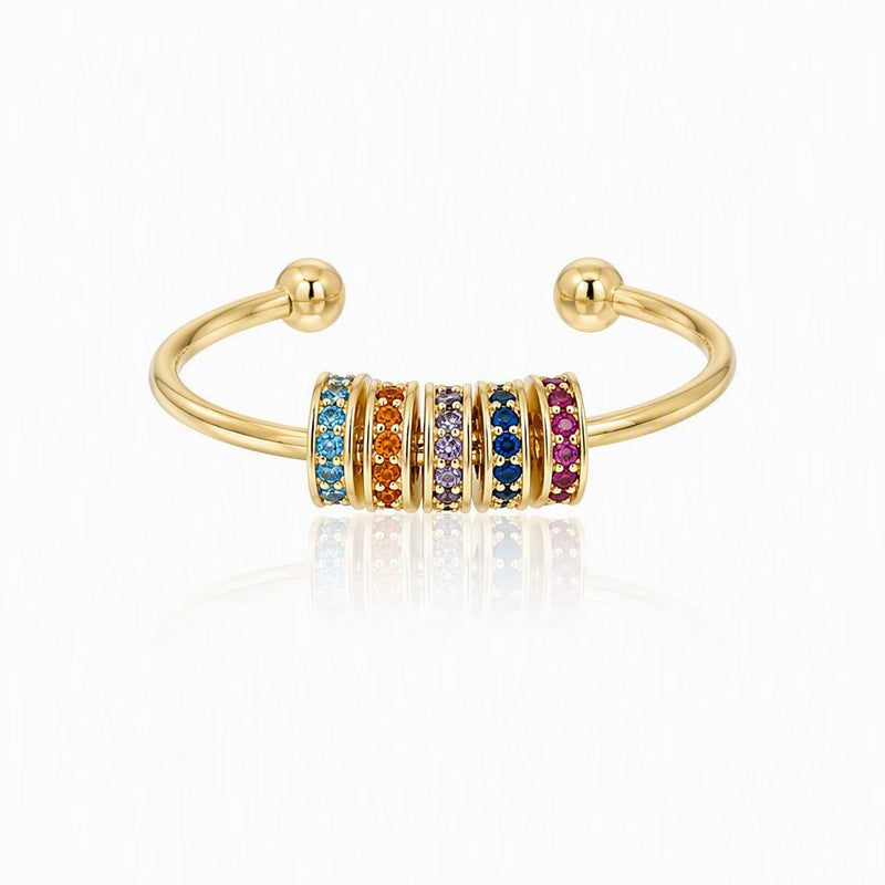 Rainbow Crystal Sterling Silver Spinner Ring - Leila Jewels