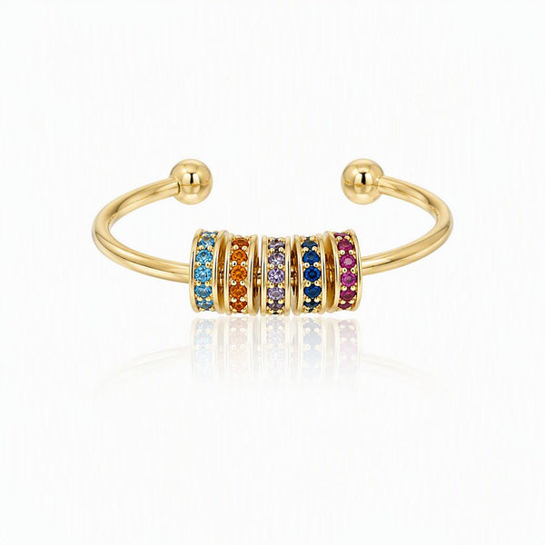 Rainbow Crystal Sterling Silver Spinner Ring - Leila Jewels