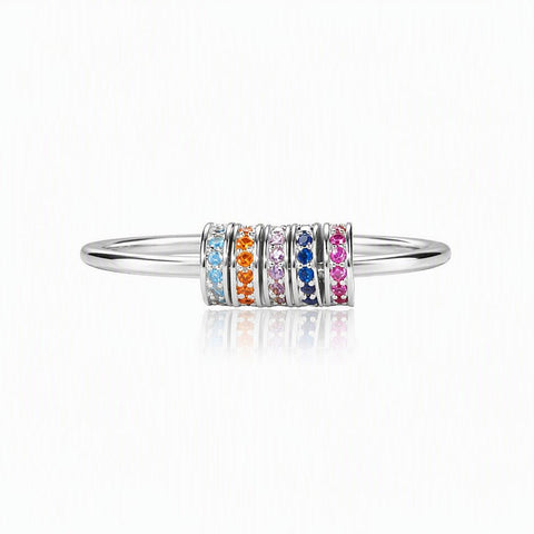 Rainbow Crystal Sterling Silver Spinner Ring - Leila Jewels