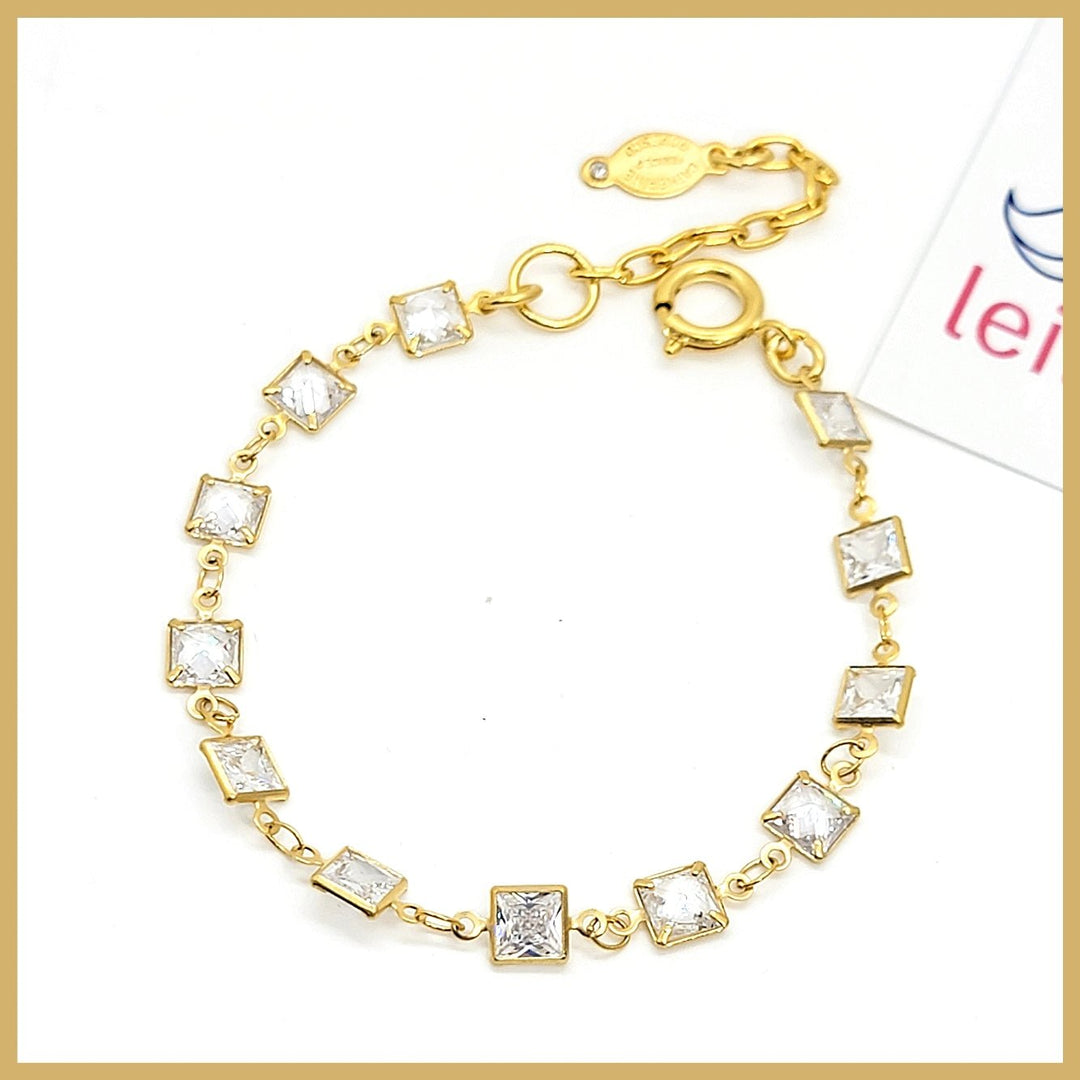 Square Crystal Chain Bracelet - Leila Jewels