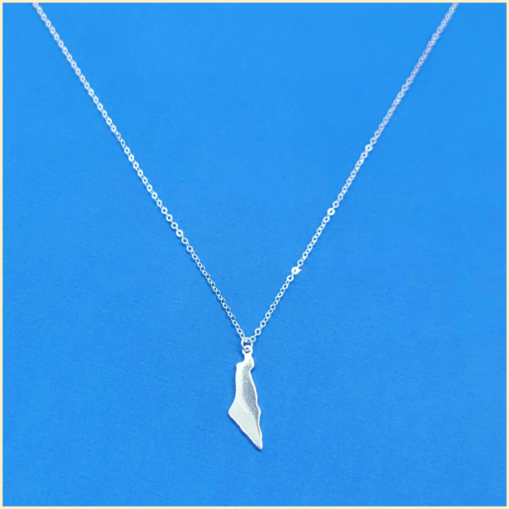 Israel Map Pendant Necklace in Silver - Leila Jewels