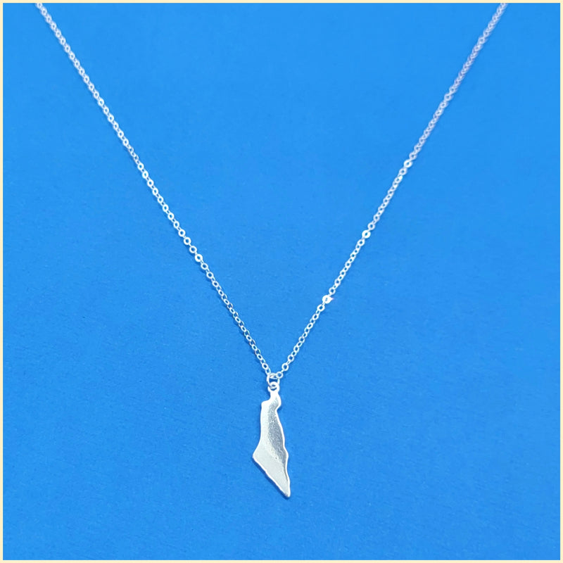 Israel Map Pendant Necklace in Silver - Leila Jewels