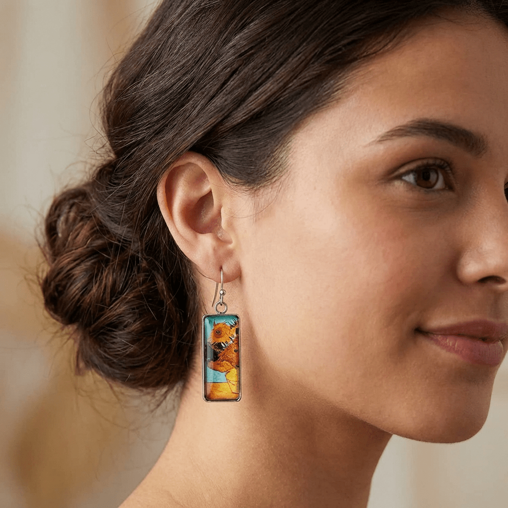 Sunflowers Art Earrings - Leila Jewels