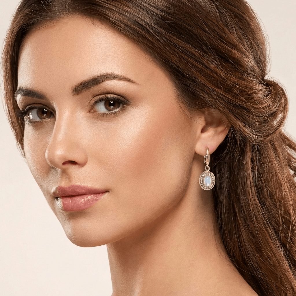 Moonstone and CZ Earrings - Leila Jewels