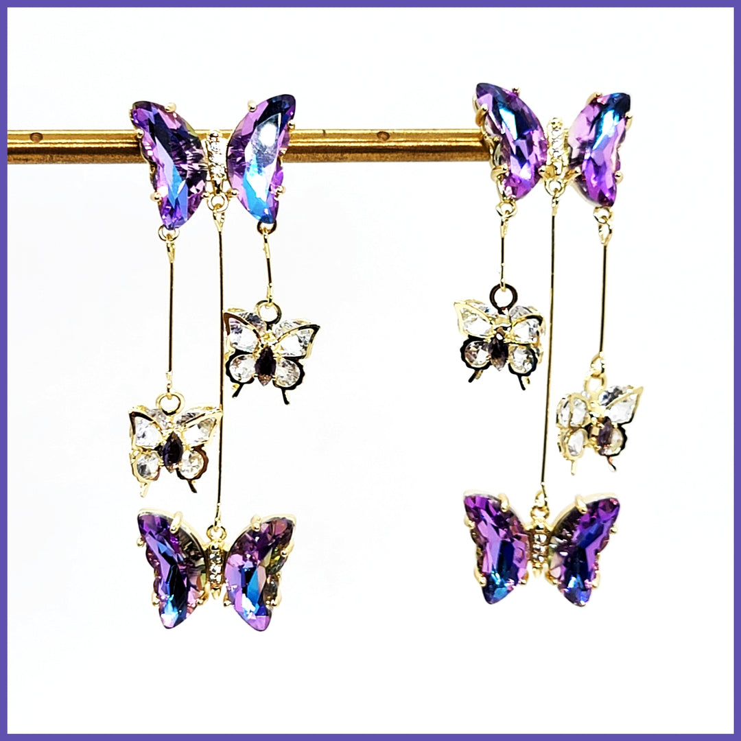 Crystal Butterfly Dangle Earrings - Leila Jewels
