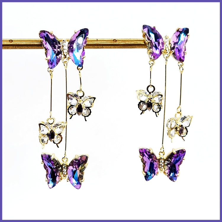 Crystal Butterfly Dangle Earrings - Leila Jewels